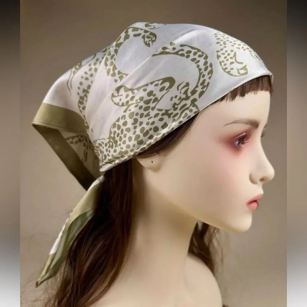 Leopard Print Scarf in Olive N1415